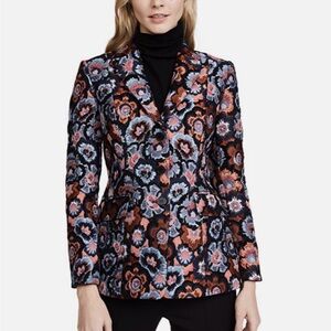 NWT THEORY FLORAL JACQUARD THREE-BUTTON RIDING FITTED BLAZER/JACKET